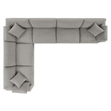 Linden 6-Piece Down Filled Overstuffed Boucle Fabric Sectional Sofa in Light Gray