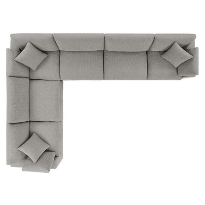Commix 6-Piece Down Filled Overstuffed Boucle Fabric Sectional Sofa by Furniture for America