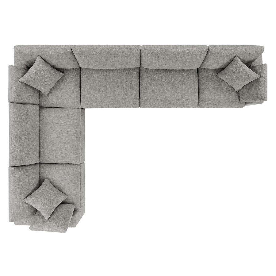 Linden 6-Piece Down Filled Overstuffed Boucle Fabric Sectional Sofa in Light Gray