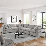 Linden 6-Piece Down Filled Overstuffed Boucle Fabric Sectional Sofa in Light Gray