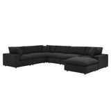 Linden 7-Piece Down Filled Overstuffed Boucle Sectional Sofa in Black