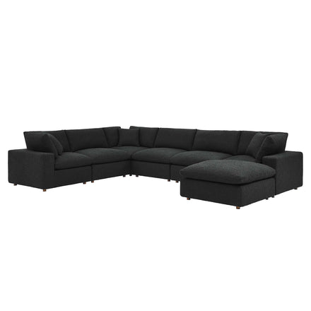 Commix 7-Piece Down Filled Overstuffed Boucle Sectional Sofa in Black