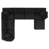 Linden 7-Piece Down Filled Overstuffed Boucle Sectional Sofa in Black