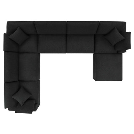 Commix 7-Piece Down Filled Overstuffed Boucle Sectional Sofa in Black
