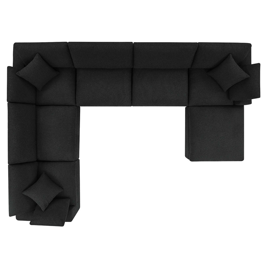 Linden 7-Piece Down Filled Overstuffed Boucle Sectional Sofa in Black