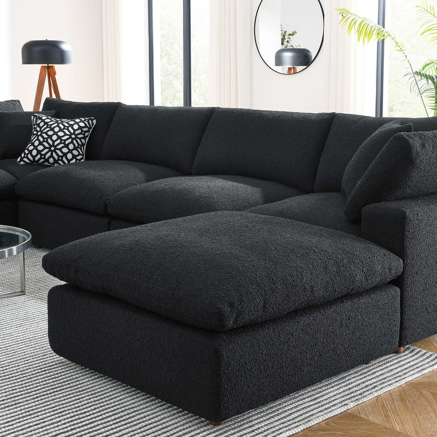 Linden 7-Piece Down Filled Overstuffed Boucle Sectional Sofa in Black