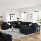 Linden 7-Piece Down Filled Overstuffed Boucle Sectional Sofa in Black