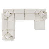 Linden 7-Piece Down Filled Overstuffed Boucle Sectional Sofa in Ivory