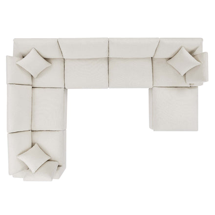 Commix 7-Piece Down Filled Overstuffed Boucle Sectional Sofa in Ivory