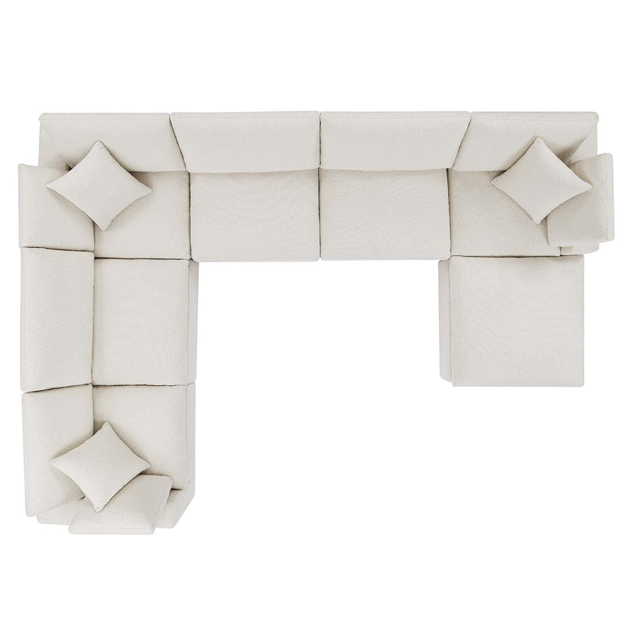 Linden 7-Piece Down Filled Overstuffed Boucle Sectional Sofa in Ivory
