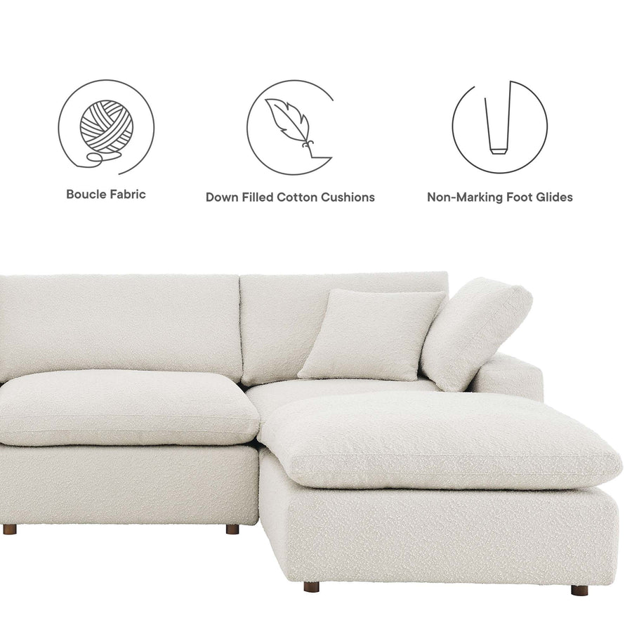 Linden 7-Piece Down Filled Overstuffed Boucle Sectional Sofa in Ivory