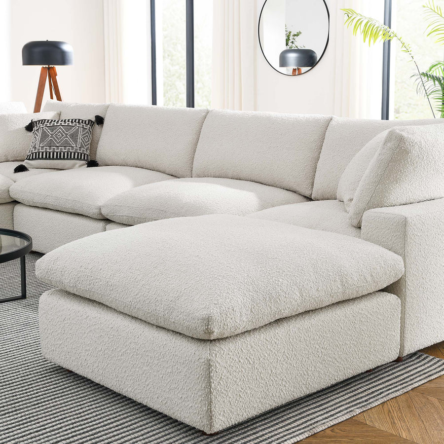 Linden 7-Piece Down Filled Overstuffed Boucle Sectional Sofa in Ivory