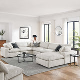 Linden 7-Piece Down Filled Overstuffed Boucle Sectional Sofa in Ivory