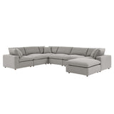 Linden 7-Piece Down Filled Overstuffed Boucle Sectional Sofa in Light Gray