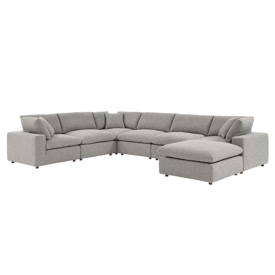 Linden 7-Piece Down Filled Overstuffed Boucle Sectional Sofa in Light Gray