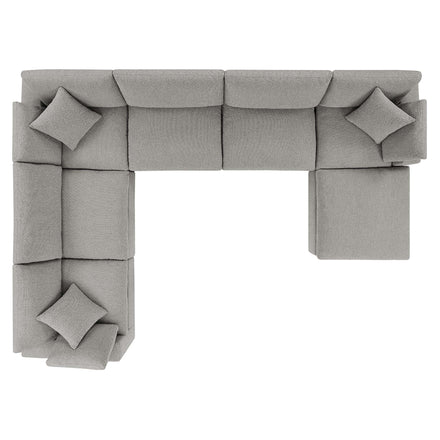 Commix 7-Piece Down Filled Overstuffed Boucle Sectional Sofa in Light Gray