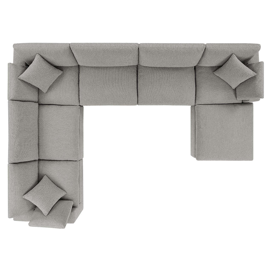 Linden 7-Piece Down Filled Overstuffed Boucle Sectional Sofa in Light Gray