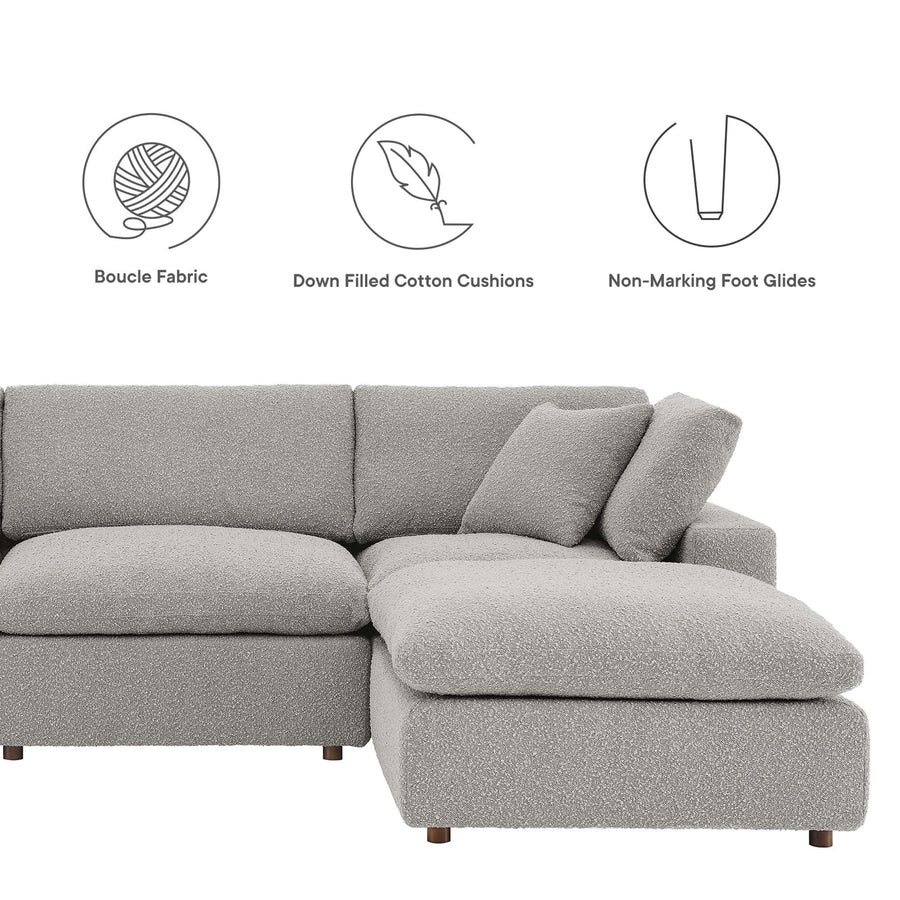 Linden 7-Piece Down Filled Overstuffed Boucle Sectional Sofa in Light Gray