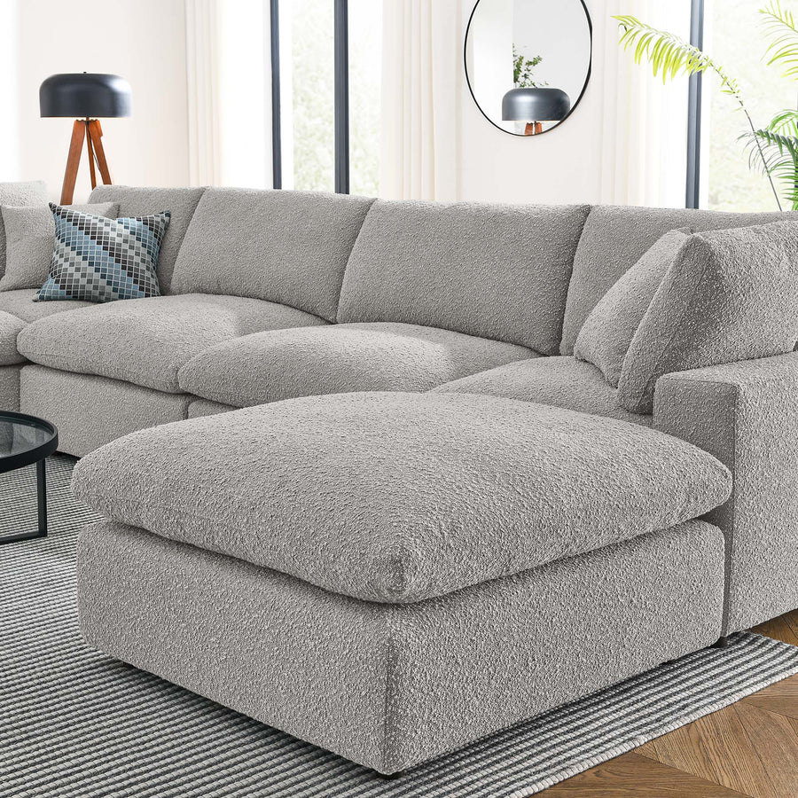 Linden 7-Piece Down Filled Overstuffed Boucle Sectional Sofa in Light Gray