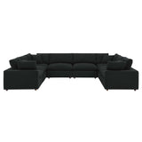 Linden 8-Piece Down Filled Overstuffed Boucle Fabric Sectional Sofa in Black