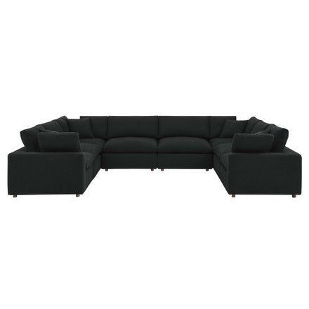 Commix 8-Piece Down Filled Overstuffed Boucle Fabric Sectional Sofa in Black