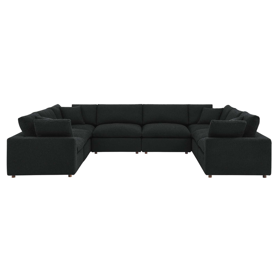 Linden 8-Piece Down Filled Overstuffed Boucle Fabric Sectional Sofa in Black
