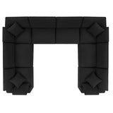 Linden 8-Piece Down Filled Overstuffed Boucle Fabric Sectional Sofa in Black