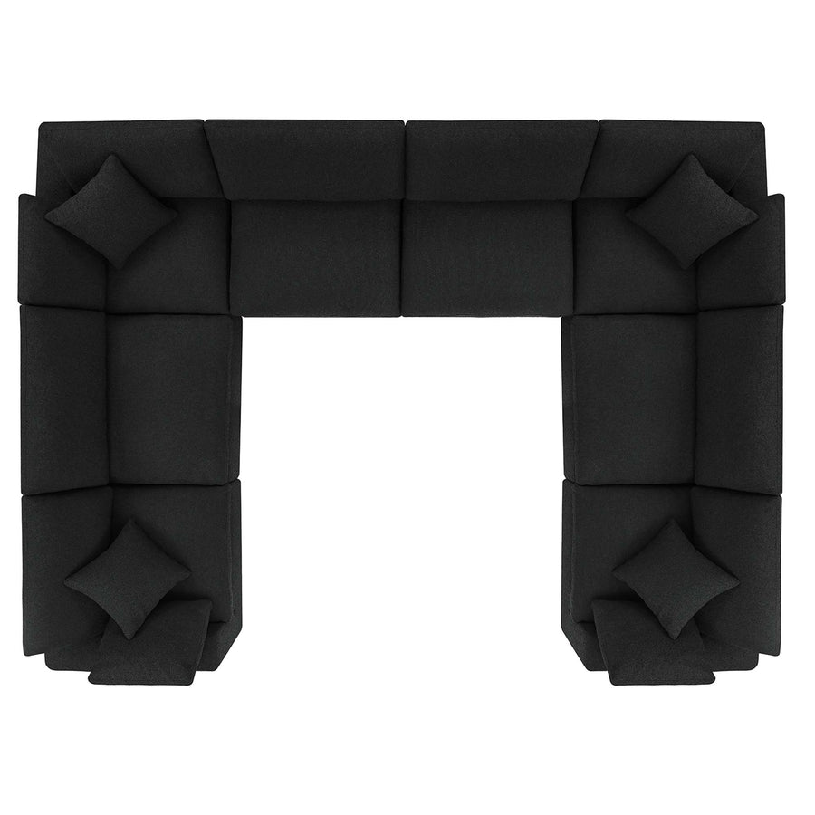 Linden 8-Piece Down Filled Overstuffed Boucle Fabric Sectional Sofa in Black