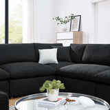 Linden 8-Piece Down Filled Overstuffed Boucle Fabric Sectional Sofa in Black