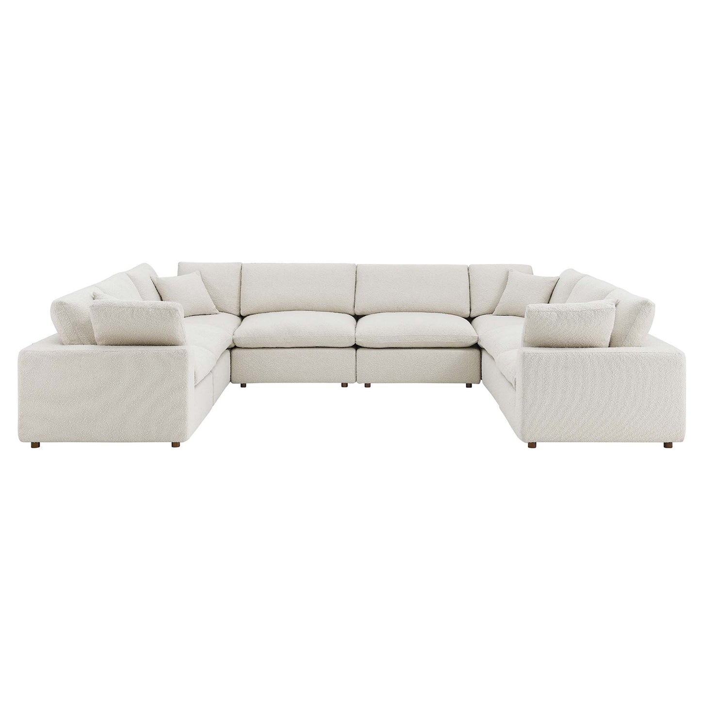 Commix 8-Piece Down Filled Overstuffed Boucle Fabric Sectional Sofa by Furniture for America