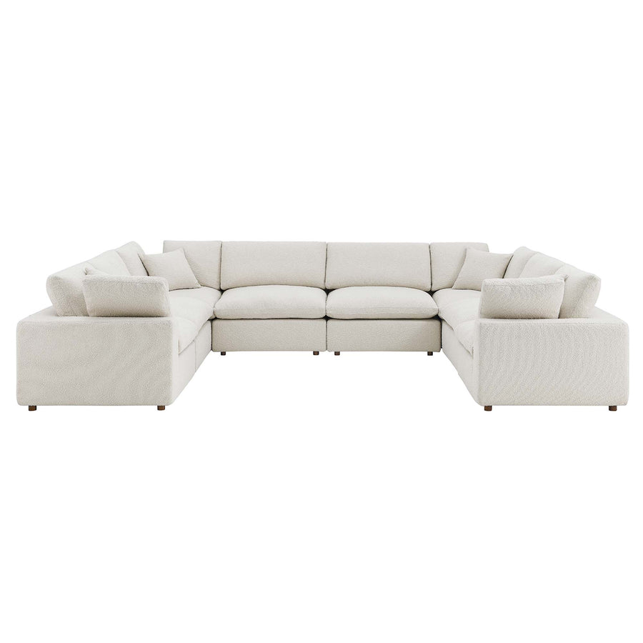 Linden 8-Piece Down Filled Overstuffed Boucle Fabric Sectional Sofa in Ivory