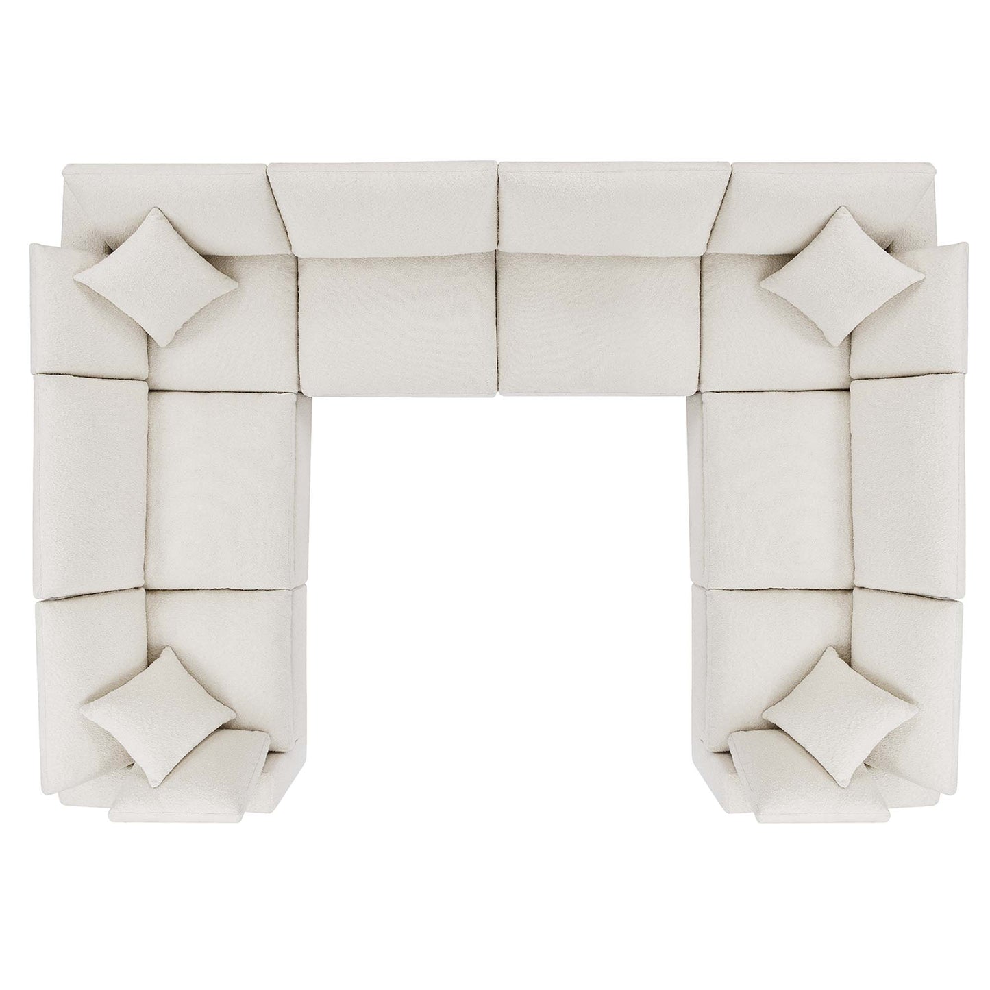 Commix 8-Piece Down Filled Overstuffed Boucle Fabric Sectional Sofa by Furniture for America