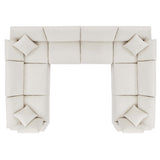 Linden 8-Piece Down Filled Overstuffed Boucle Fabric Sectional Sofa in Ivory