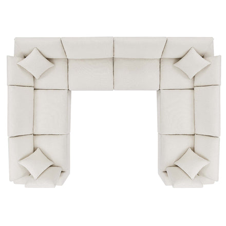 Commix 8-Piece Down Filled Overstuffed Boucle Fabric Sectional Sofa in Ivory
