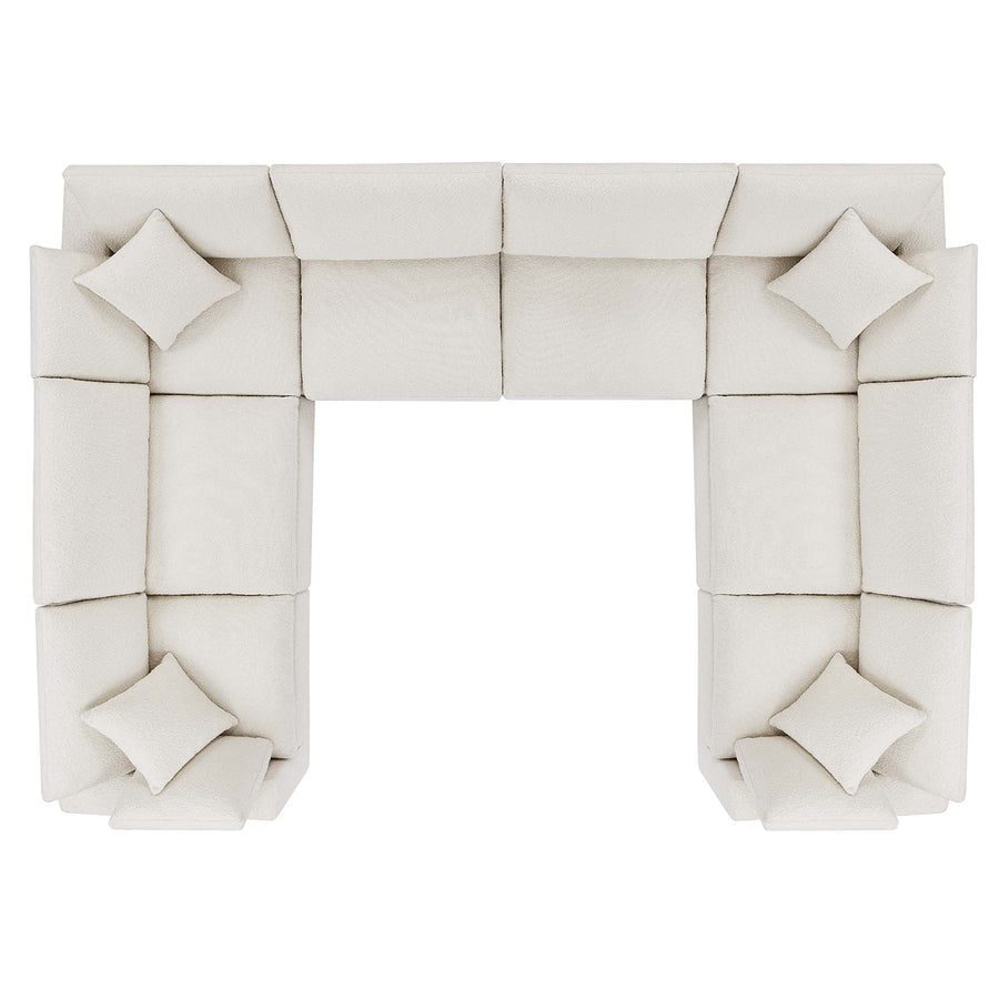 Linden 8-Piece Down Filled Overstuffed Boucle Fabric Sectional Sofa in Ivory