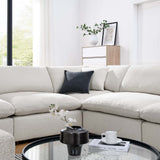 Linden 8-Piece Down Filled Overstuffed Boucle Fabric Sectional Sofa in Ivory