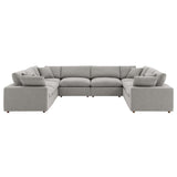 Linden 8-Piece Down Filled Overstuffed Boucle Fabric Sectional Sofa in Light Gray