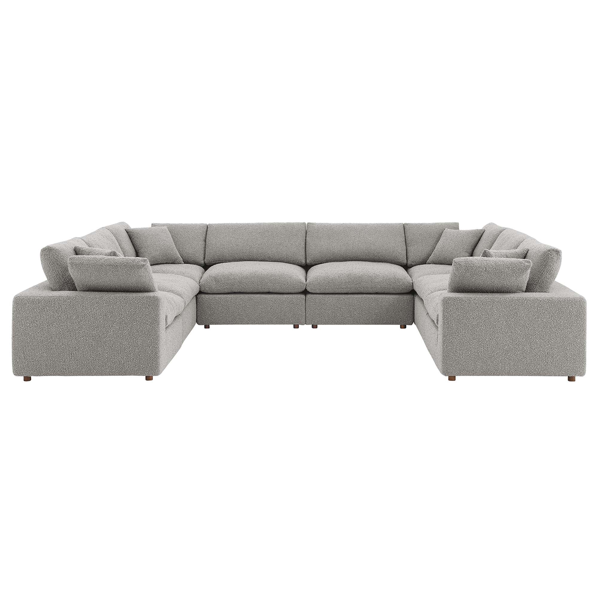 Commix 8-Piece Down Filled Overstuffed Boucle Fabric Sectional Sofa by Furniture for America