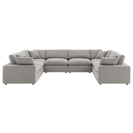 Commix 8-Piece Down Filled Overstuffed Boucle Fabric Sectional Sofa in Light Gray