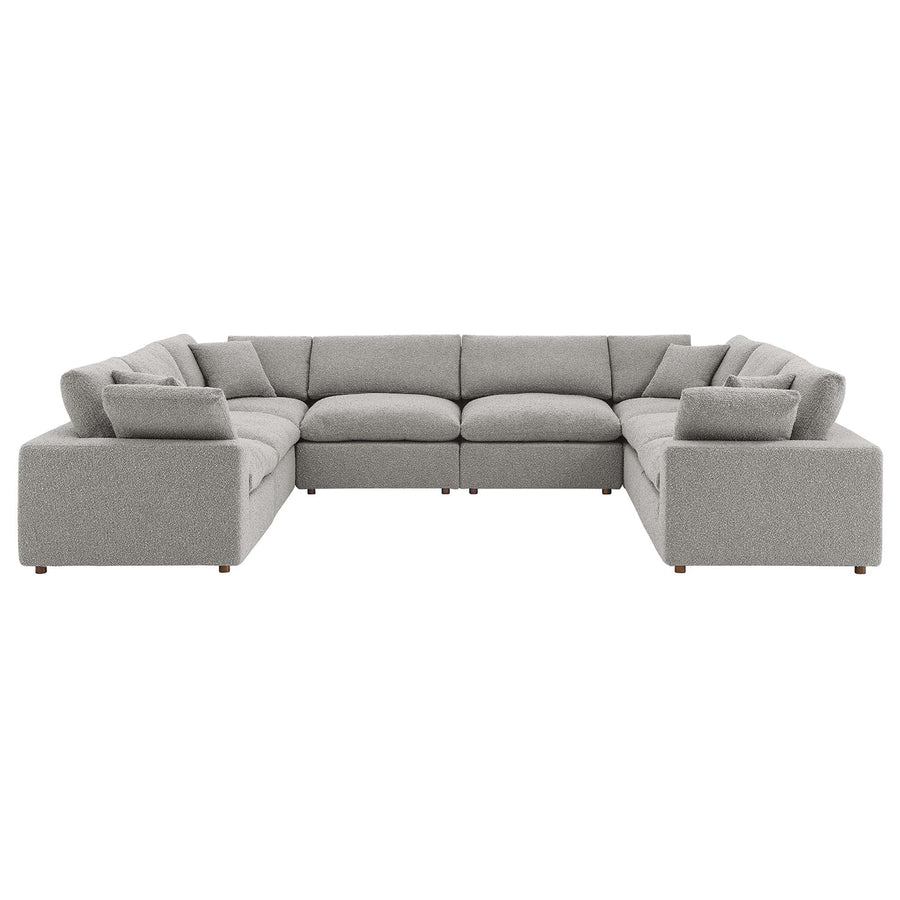 Linden 8-Piece Down Filled Overstuffed Boucle Fabric Sectional Sofa in Light Gray