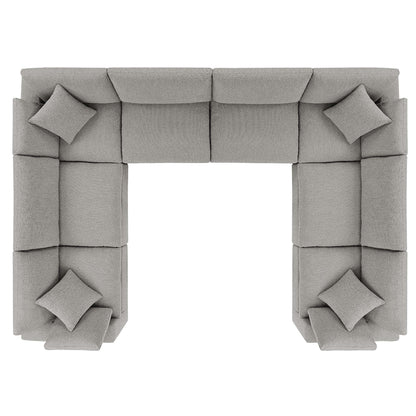 Commix 8-Piece Down Filled Overstuffed Boucle Fabric Sectional Sofa by Furniture for America