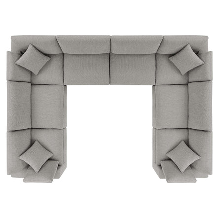 Commix 8-Piece Down Filled Overstuffed Boucle Fabric Sectional Sofa in Light Gray