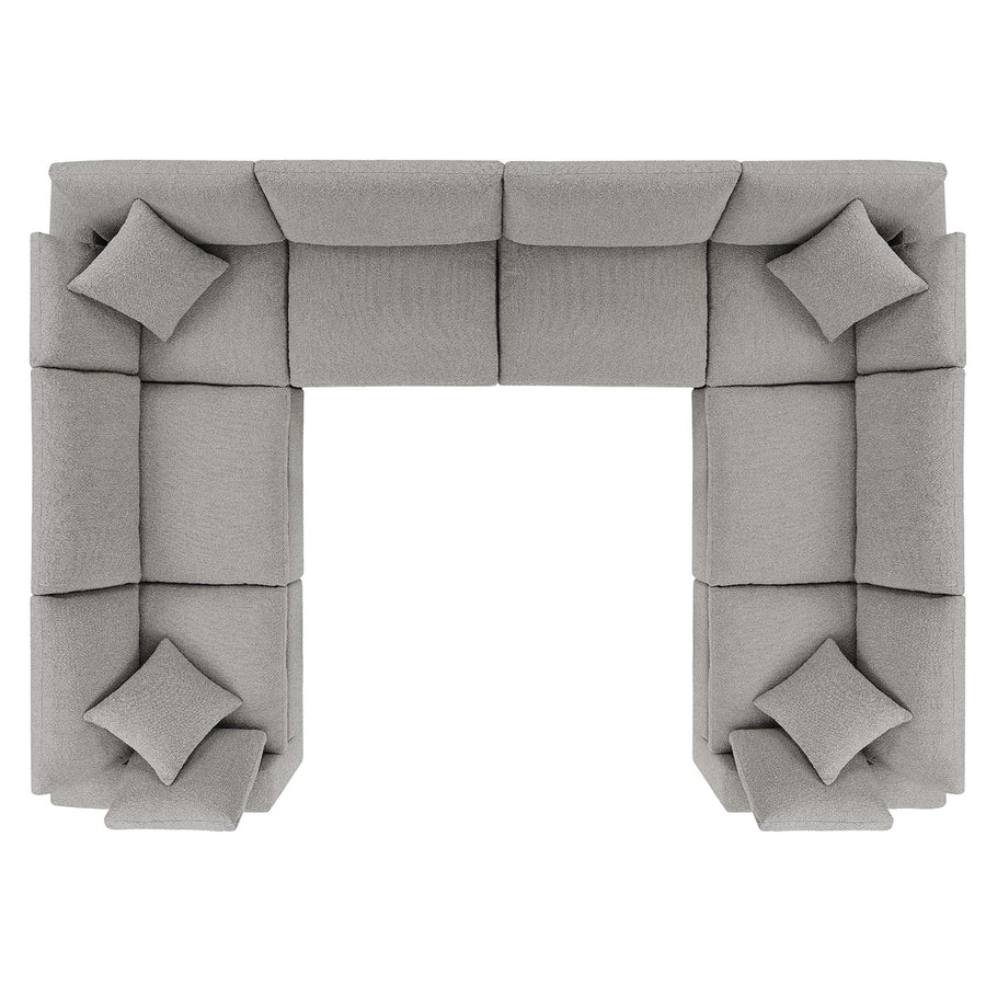 Linden 8-Piece Down Filled Overstuffed Boucle Fabric Sectional Sofa in Light Gray