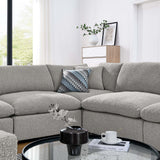 Linden 8-Piece Down Filled Overstuffed Boucle Fabric Sectional Sofa in Light Gray
