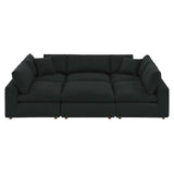 Linden 6-Piece Down Filled Overstuffed Boucle Fabric Sectional Sofa in Black