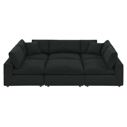 Commix 6-Piece Down Filled Overstuffed Boucle Fabric Sectional Sofa by Furniture for America