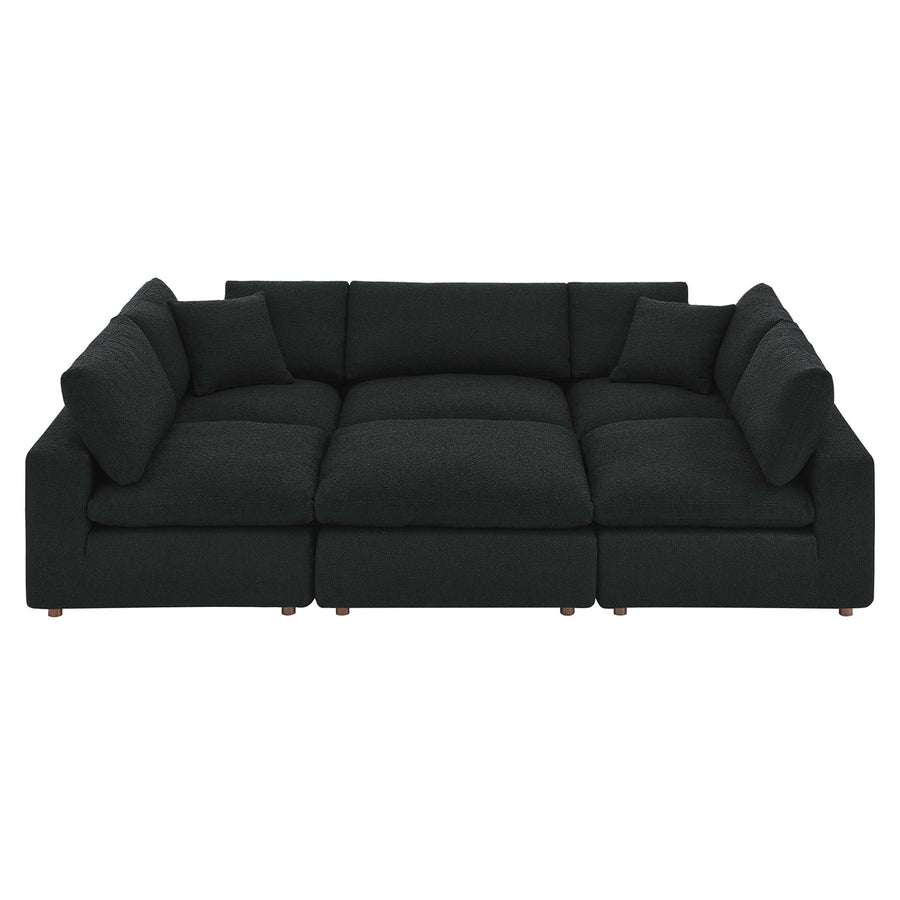 Linden 6-Piece Down Filled Overstuffed Boucle Fabric Sectional Sofa in Black