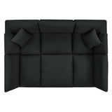 Linden 6-Piece Down Filled Overstuffed Boucle Fabric Sectional Sofa in Black