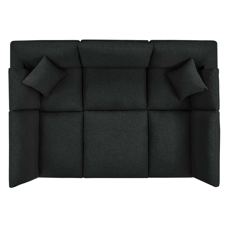 Linden 6-Piece Down Filled Overstuffed Boucle Fabric Sectional Sofa in Black