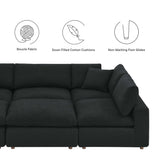 Linden 6-Piece Down Filled Overstuffed Boucle Fabric Sectional Sofa in Black